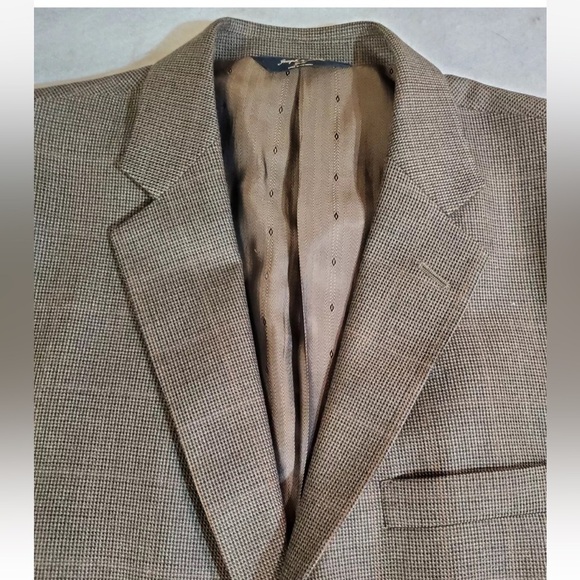 Joseph & Feiss Gold Signature Check Sport Coat 100% Wool Mens Size 48L - Picture 3 of 7